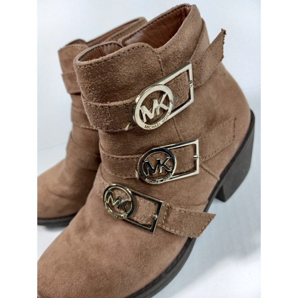 Michael‎ Kors Elvira Micro Caramel Brown Faux Suede MK Logo Boots Kids Size 12